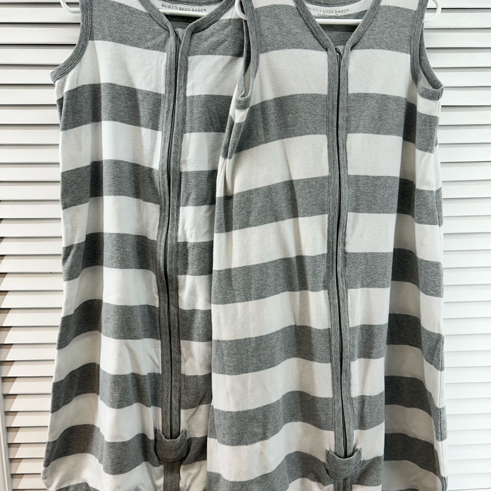 Burt's Bees Baby Gray and White Striped Blanket